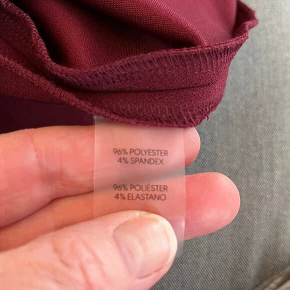 Karl Lagerfeld Crepe Square Neck Short Sleeve Pleated Mini Dress Maroon 10 NWT - Picture 10 of 13